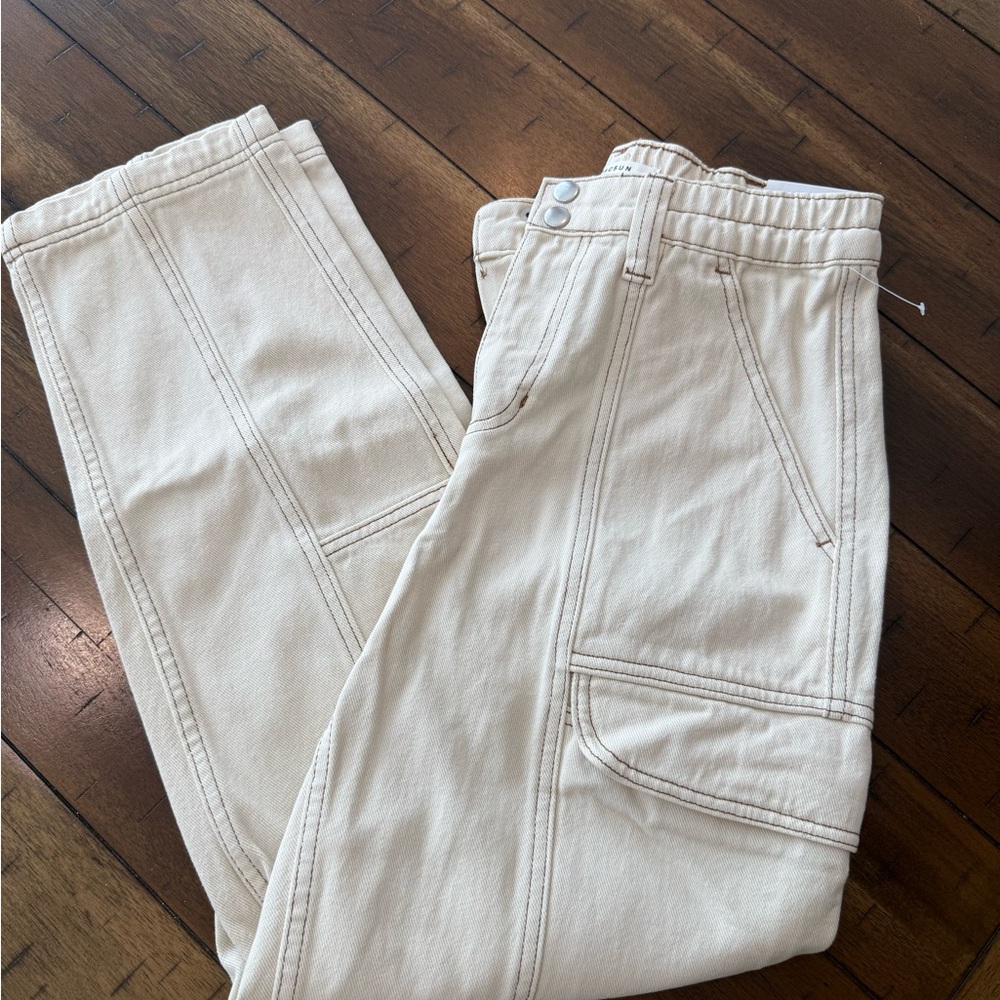 PacSun Beige Elastic Waist Cargo Pants